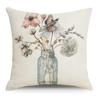 Plant Flower Butterfly Print Linen Pillow Cover Home Sofa Pillow Cushion Cover