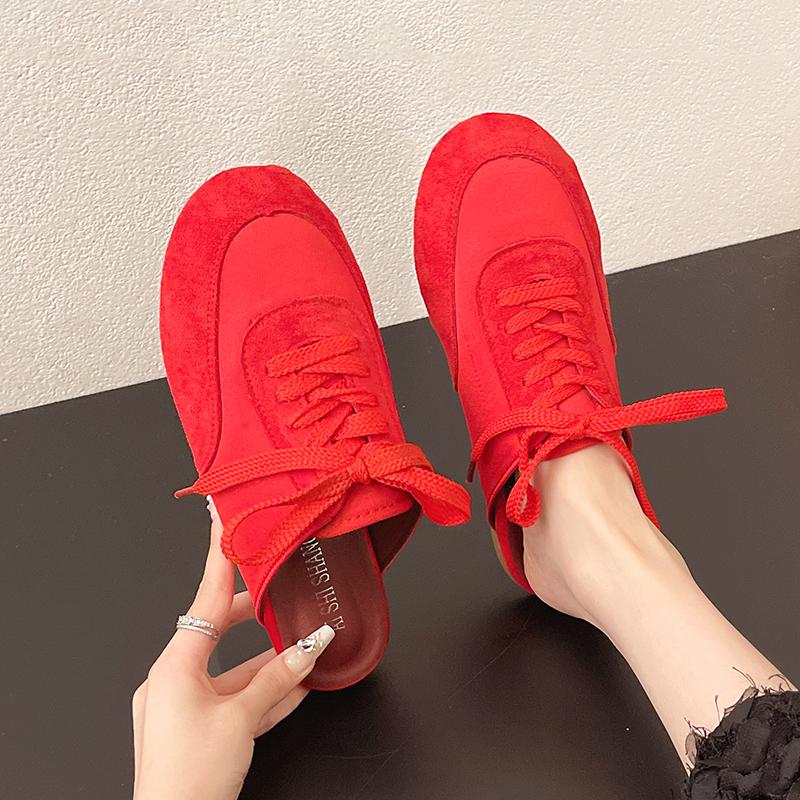 Fashion Female Shoes Slippers Flat Cover Toe Slides Sneaker Women Home 2025 Lace-Up Sneaker Shoes Ladies' Slippers Cover Toe Slipers Wom