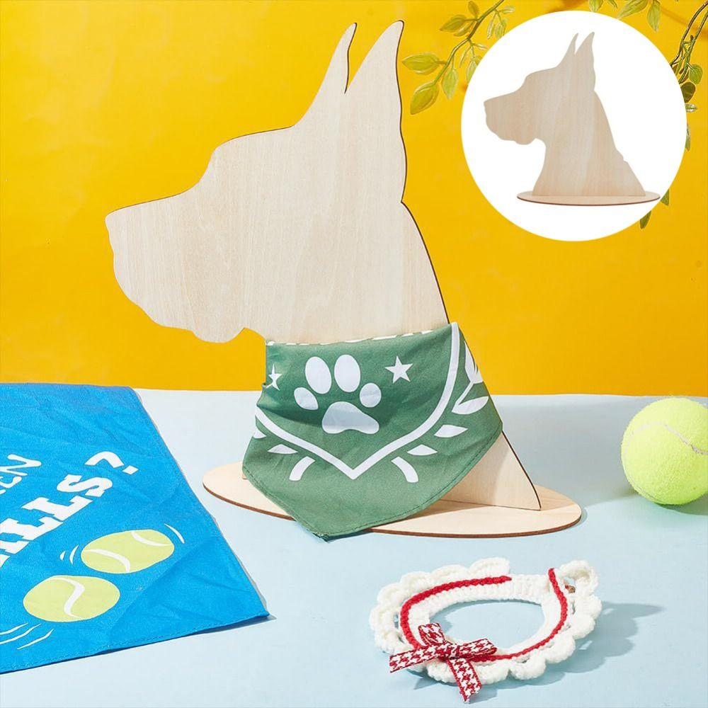 Removable Dog Silhouette Display Stand DIY Blank Dog Scarf Holder Wood Pet Bib Display Rack Home