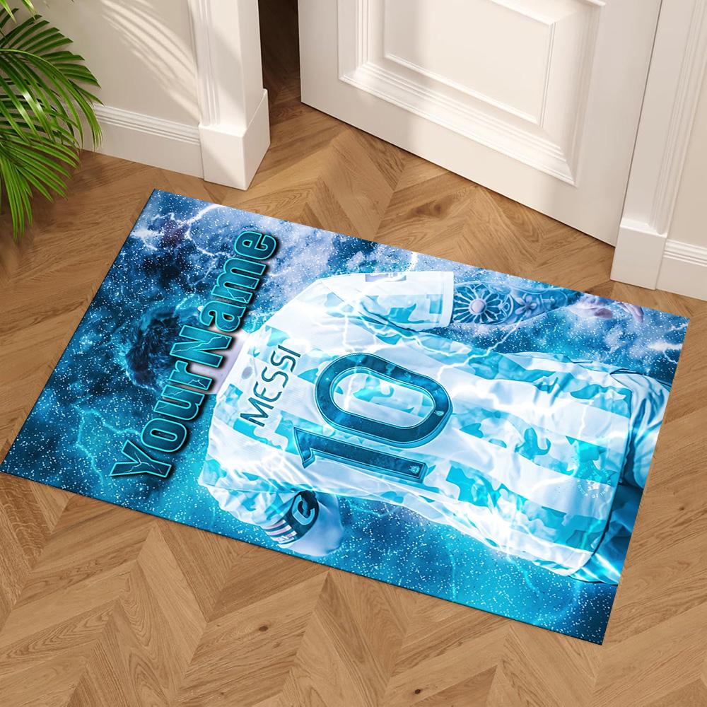 Messi Customizable Name Floor Mat Design for Hallway Bedrooms Outdoor Playrooms Antislip Carpet Office home decor Wedding Party Gift