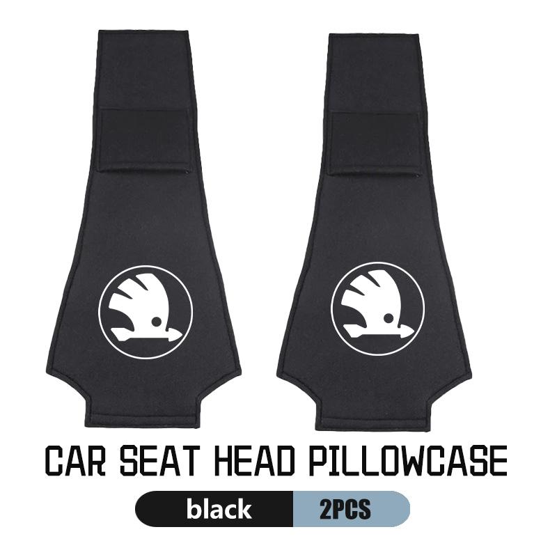 AAAJF1 Car Headrest Cover Universal Interior Accessories Fit For Skoda Kamiq Karoq Octavia 2 3 Rapid Scala Kami Fabia VII VRS