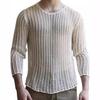 Europäisch-Amerikanische Mode Herren Sommer Sonnenschutz Hohl Atmungsaktiv Langarm Rundhals Strick Pullover