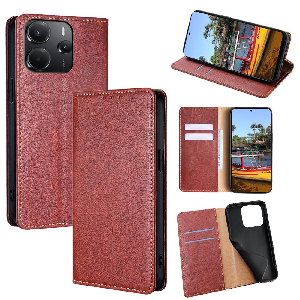 For Xiaomi Redmi Note 14 4G (164.84mm) Case Wallet PU Leather Magnetic Auto-Absorbed Phone Cover