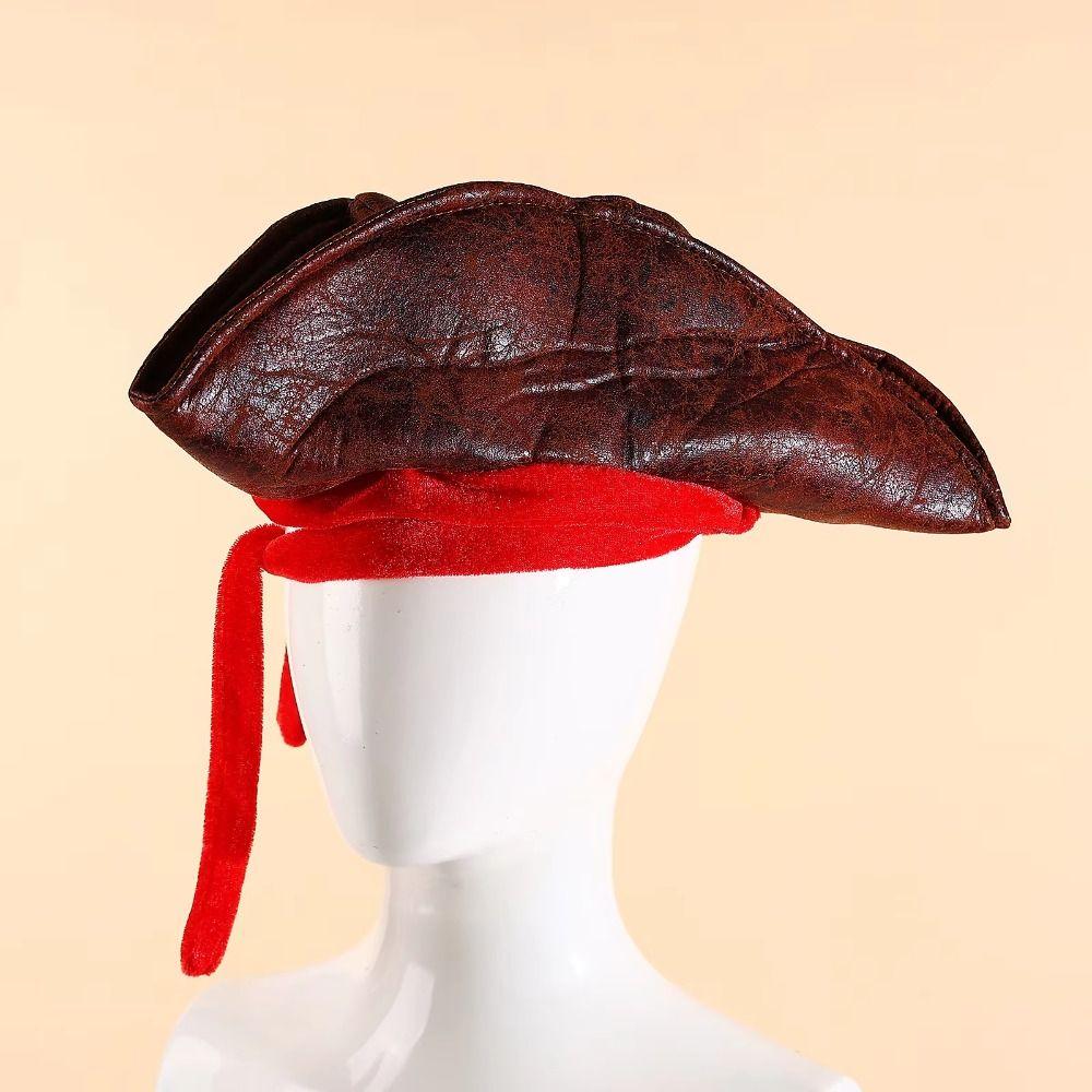Adult Brown Pirate Captain Cap Holiday Party Vintage Tricorn Hat Pirate Cowboy Hat Men Headwear