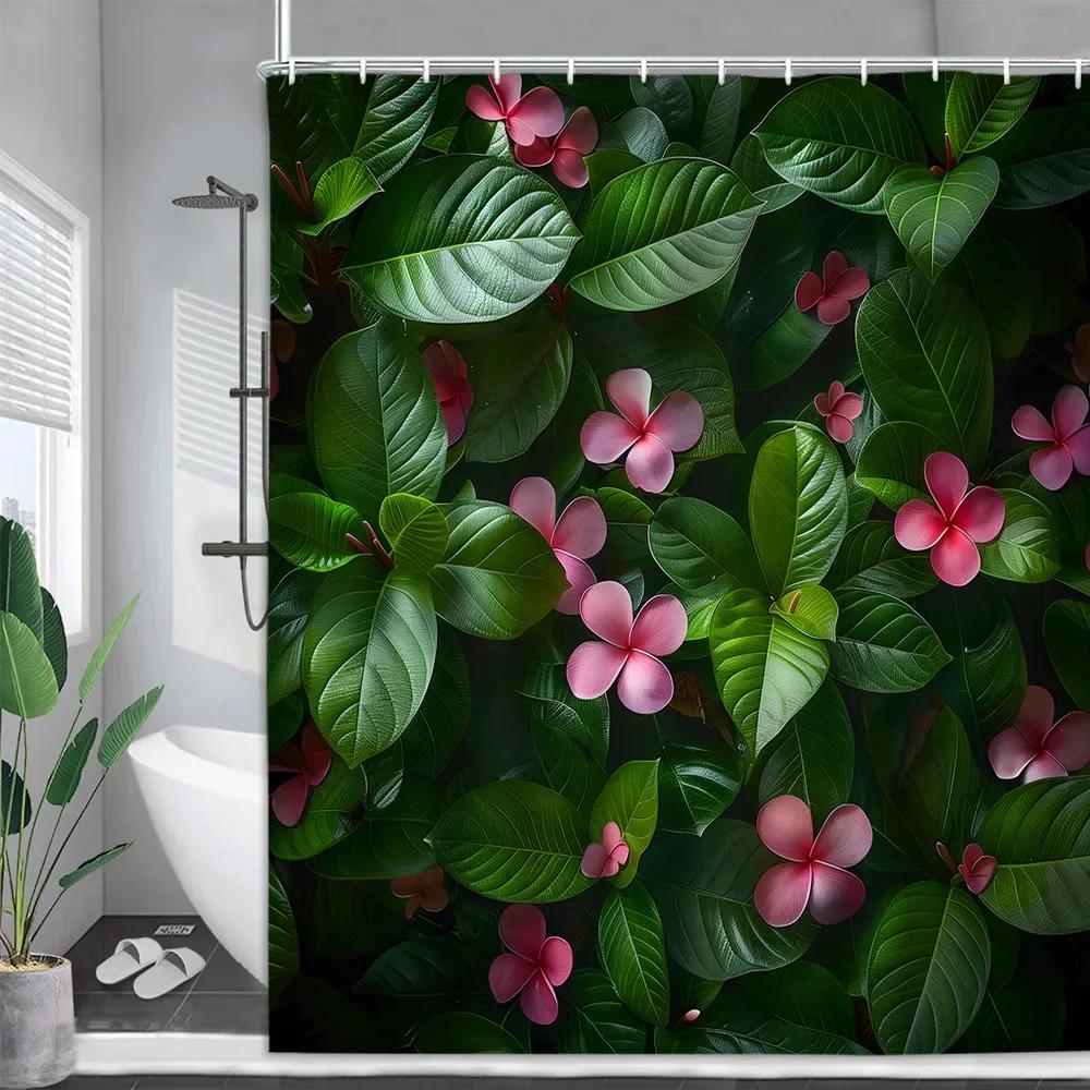 Green Vine Shower Curtain Vintage Nature Plant Flower Farm Leaf Garden Outdoor Jungle Polyester Fabric Bathroom Decor Curtain
