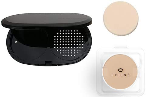 CEFINE Silk Wet Powder Foundation, Refill Case Set (with Sponge), Silk Skin Coverage, OC130