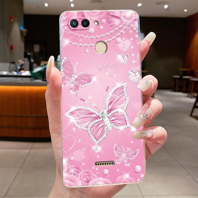 For Xiaomi redmi 6 6A 5A 4A 4X Case Clear Luxury Fashion Butterfly Flower TPU Soft Silicone Casing Cover Transparent Phone Case