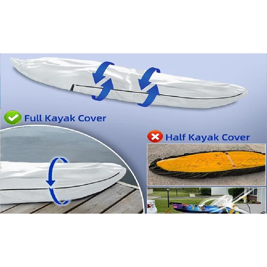 For Canoe Kayak Full-Cover Boat Protection Dustproof Canoe Cover Water Sports Full Coverage Fishing Boat Cover 420D Oxford Cloth