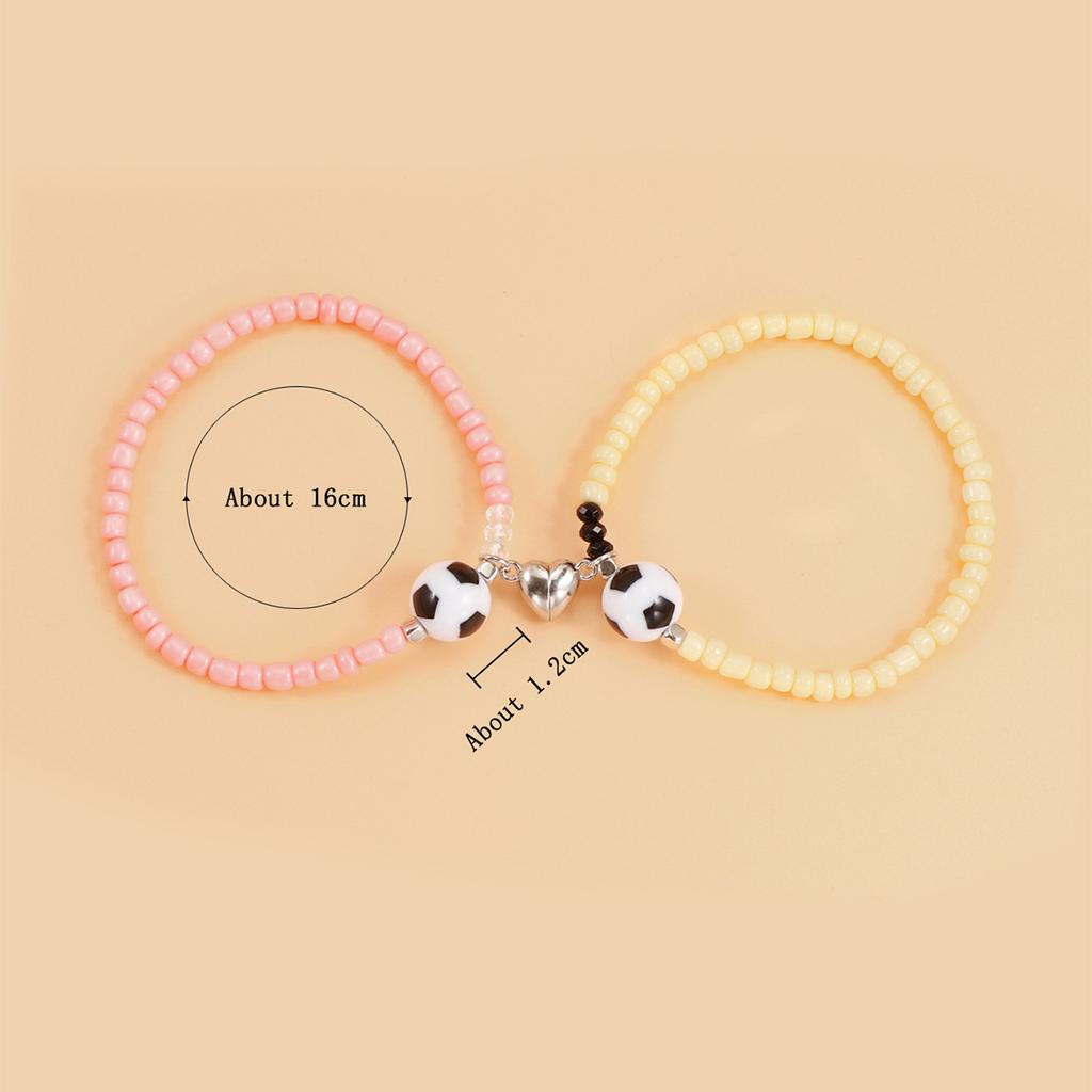 Football Beaded Magnetic Bracelet Set, Fashionable and Exquisite Football World Cup Commemorative Gift