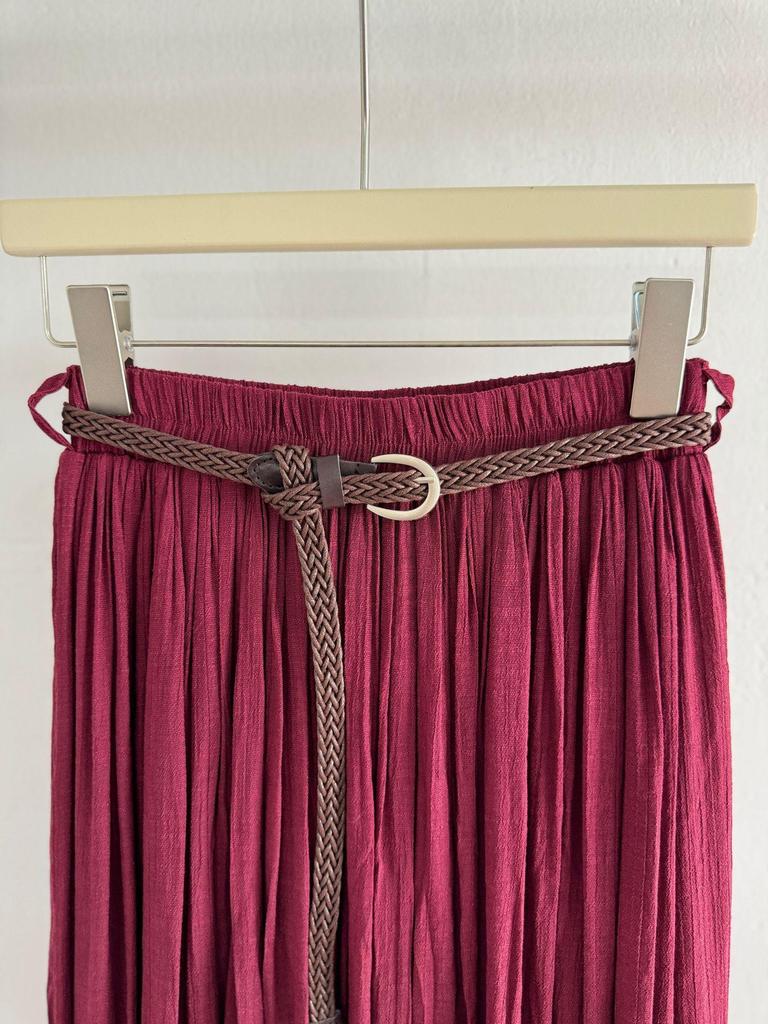 European-American Cotton Linen Patchwork Midi Skirt: Versatile Classic for Spring/Summer