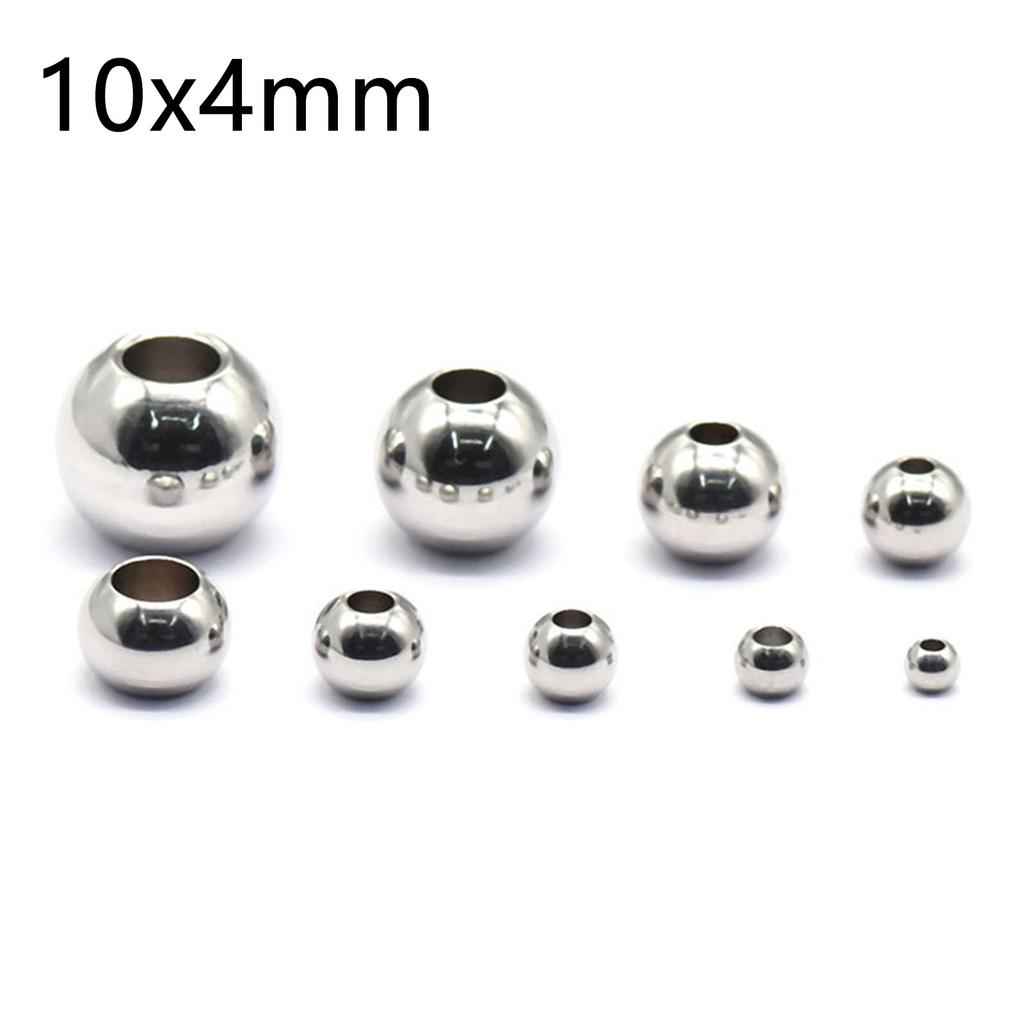 50 Piece 304 Stainless Steel Loose Spacer Beads Charms Silver Color Round Ball Beads For Jewelry Making Diy Necklace Findings
