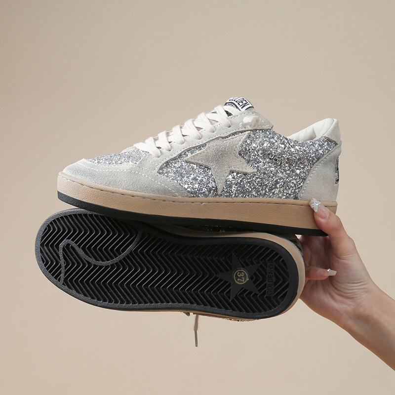

2025 new Korean Dongdaemun soft leather sequins do old stars small dirty shoes casual sports comfortable dirty shoes women 40
