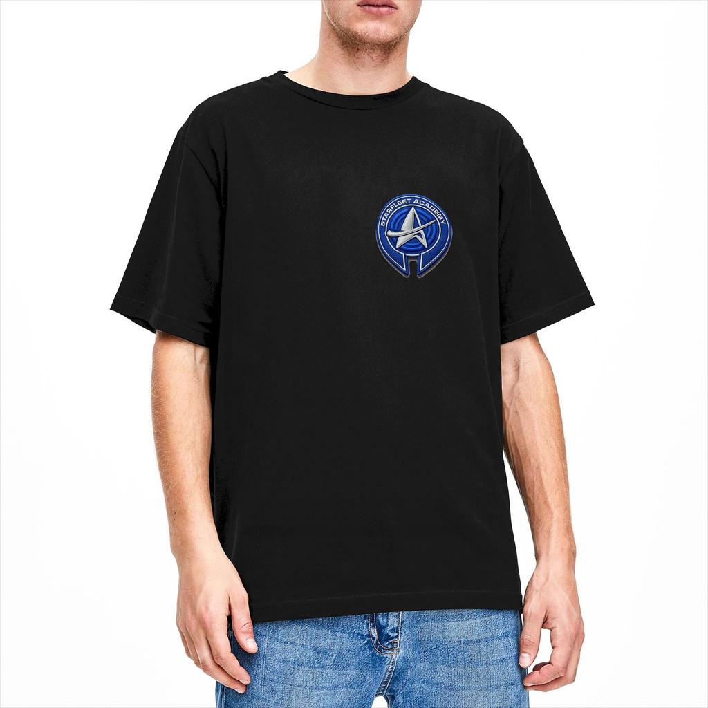 Men Stars Treks Starfleet Academy Badge T Shirt 100 Cotton Tops Casual Short Sleeve Round Collar Tee Shirt Printing TShirts