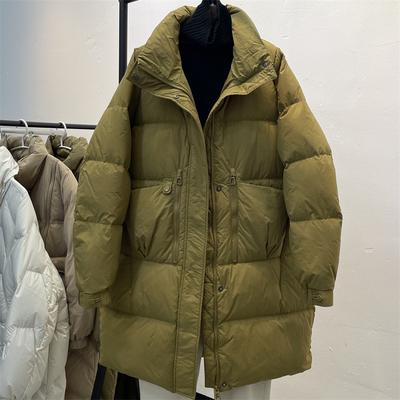Autumn Winter Down Jacket Women's Mid Length Stand Up Collar Thickened Jackets