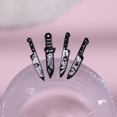 Horror Movie Dagger Enamel Pins Custom Friday Michael Brooches Lapel Badges Black Punk Gothic Halloween Jewelry