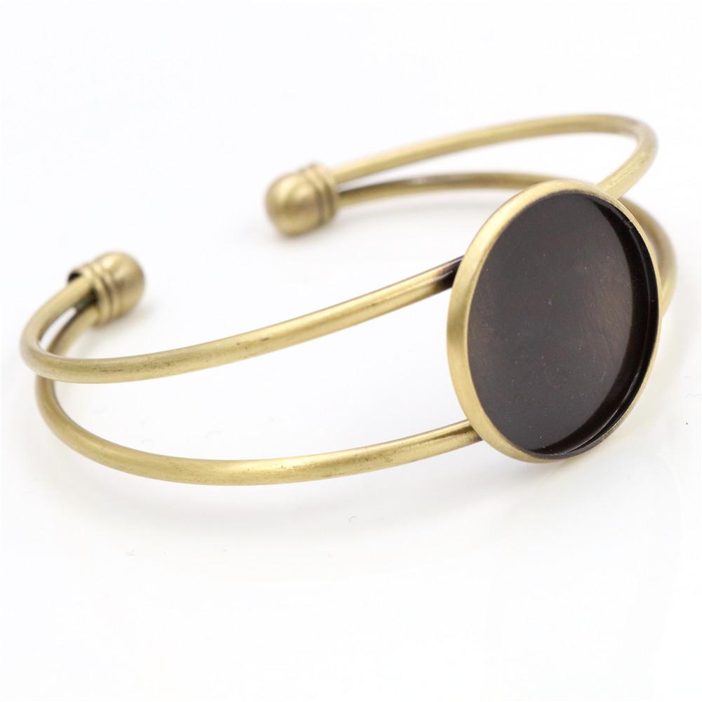 High Quality Copper Metal 20mm 7 Colors Plated Bangle Base Bracelet Blank Findings Tray Bezel Setting Cabochon Cameo