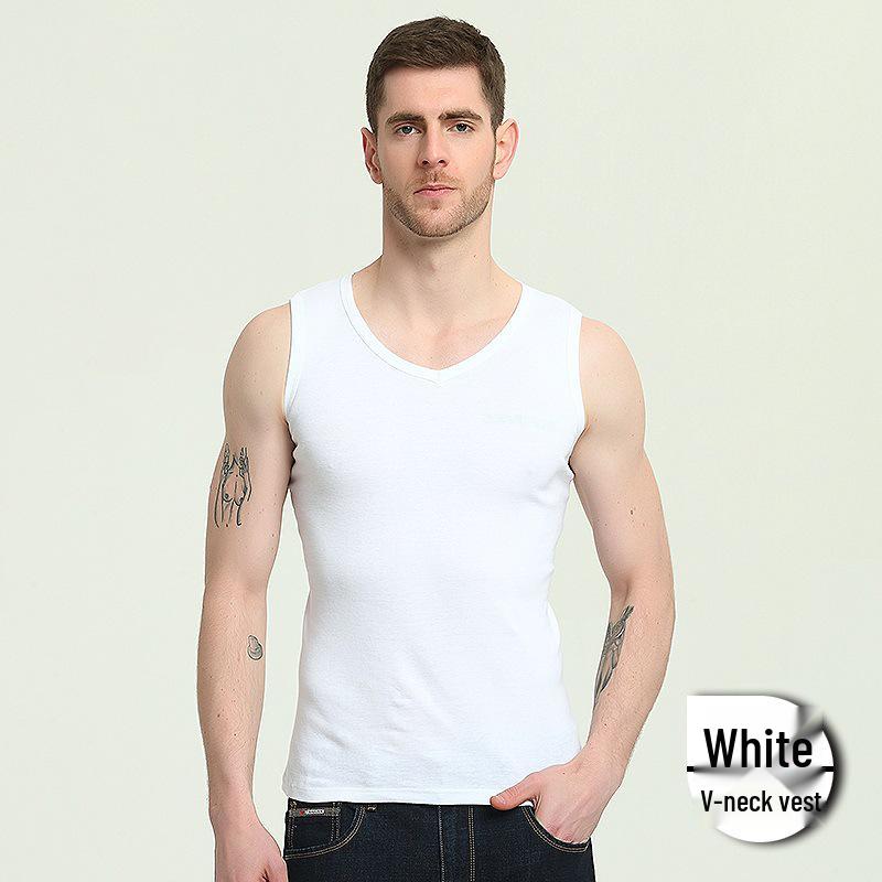 Men s White 100% Cotton Ribbed Sleeveless Sports Tank Top XXXL