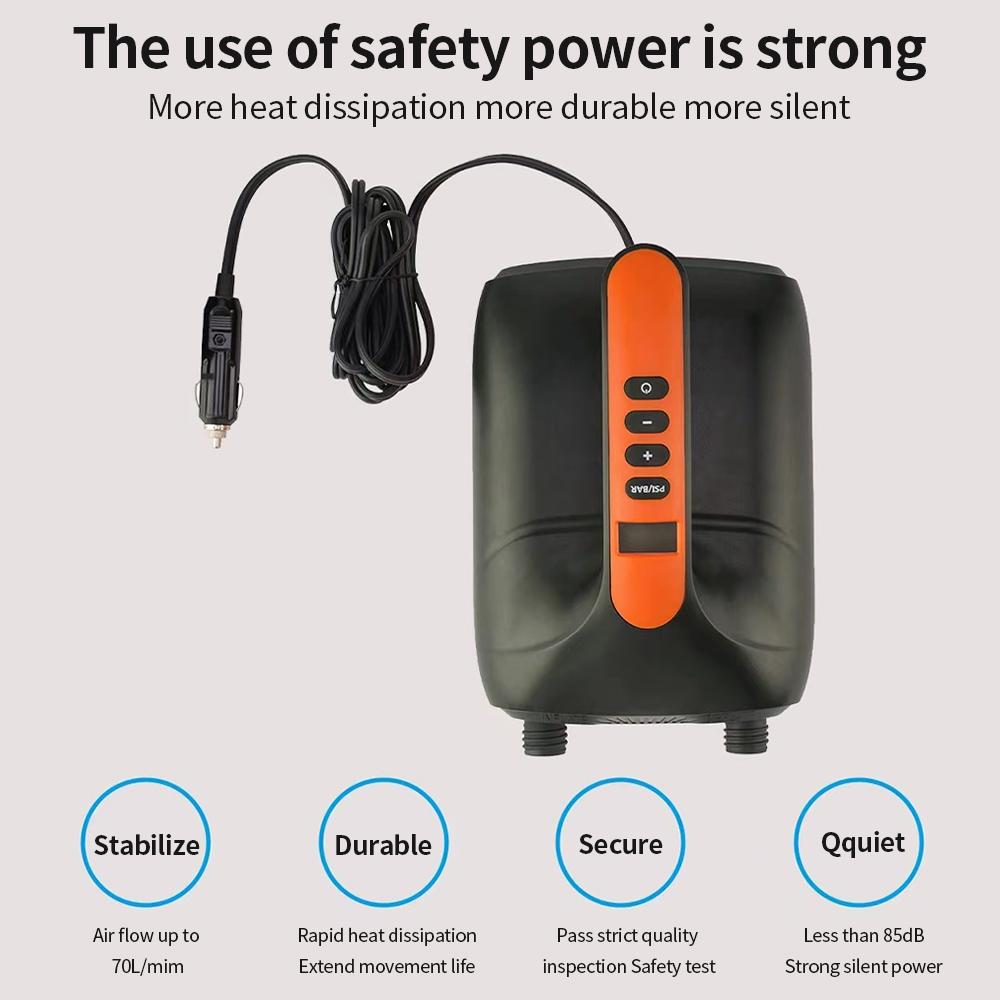 12V SUP Board Pump Max 20 PSI Inflatable Pump Electric Air Pump Dual Stage for Stand Up Paddle Board Air PVC Boat Mattress