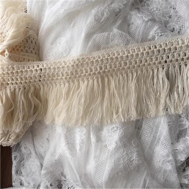 NEW Beige Crocheted Cotton Tassels Lace DIY Curtain Brow Sofa Set Hem Handmade Crafts Puppet Show Clothing Production Materials