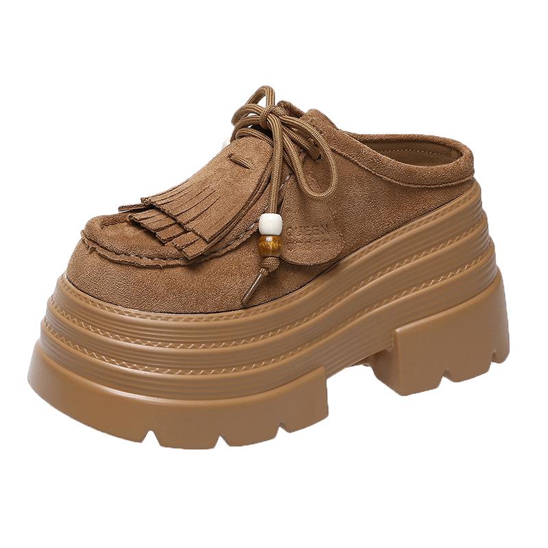 

Модные тапочки-шлепанцы Birkent для женщин, полутапочки, осенняя уличная обувь, премиальная обувь из кенгуру, тапочки для ленивых 34 коричневый