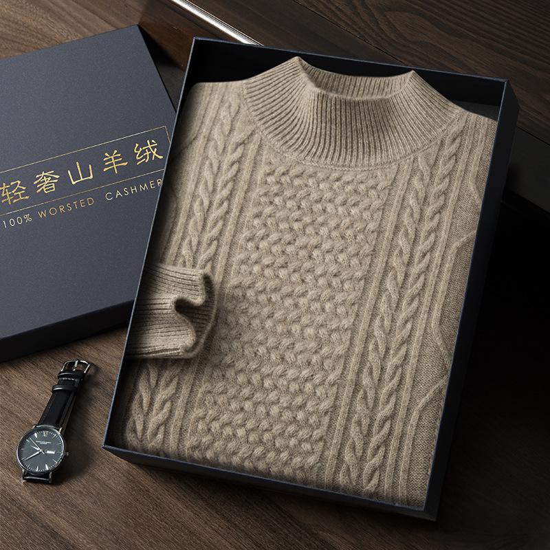 Men's Plus Size Cashmere Sweater - Thick, Warm, Loose Fit for Autumn & Winter