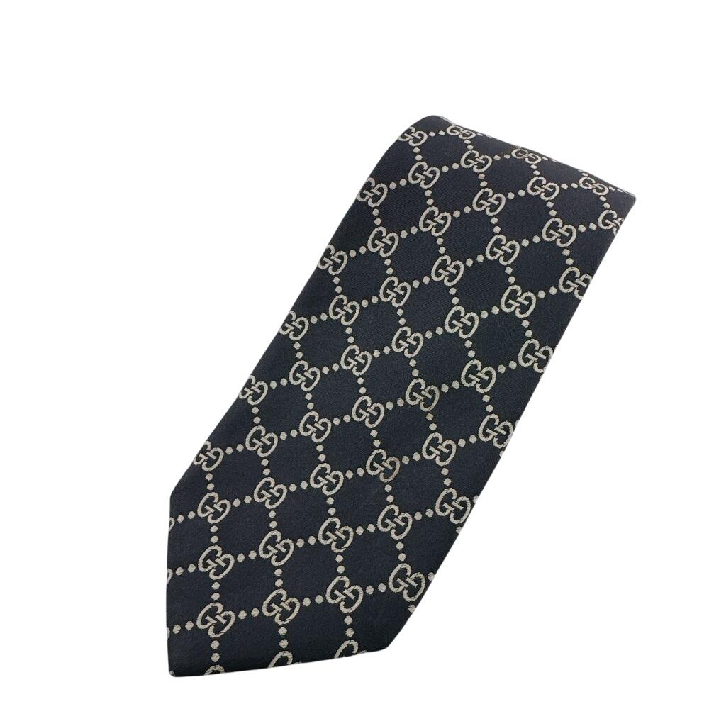 GUCCI Business commute GG pattern silk tie black silk Used