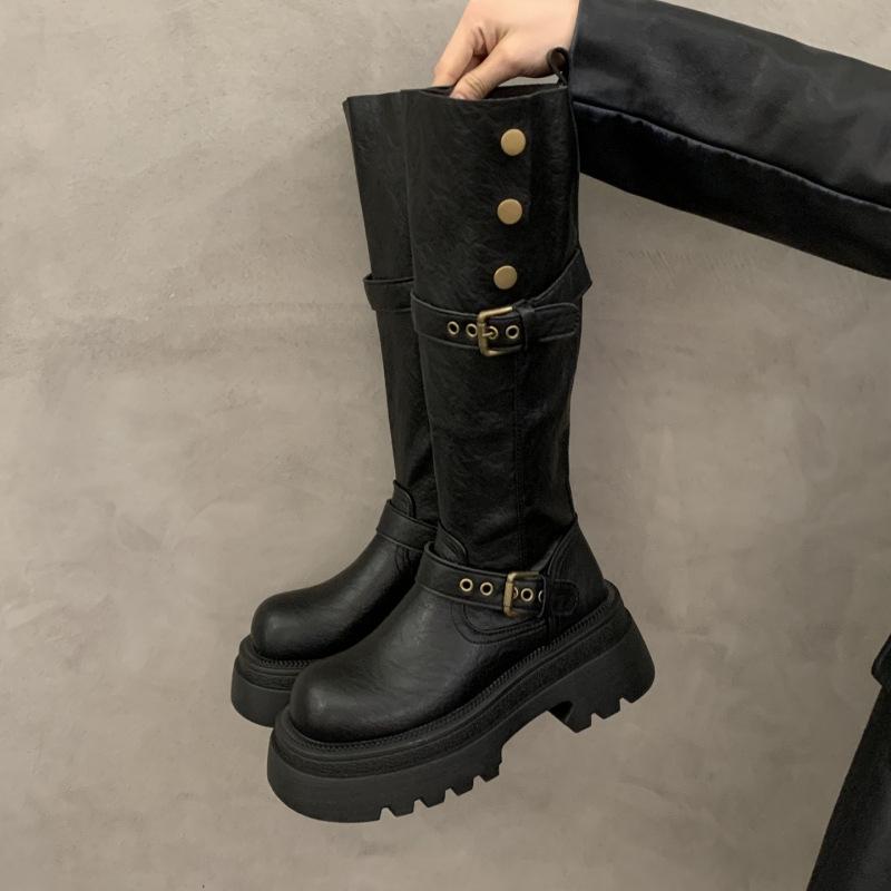 Thick-soled Heightening Maillard Brown Boots Women's 2025 New Autumn and Winter But Knee-thin Knight Boots Long Boots