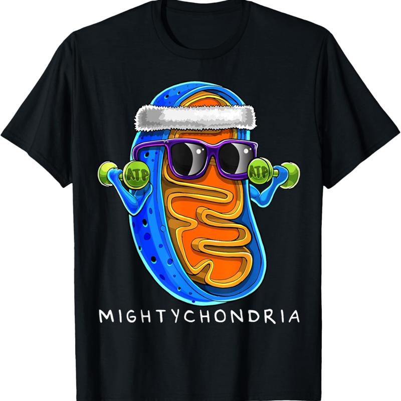 Mightychondria Cellular Biology Science Teacher Funny T Shirt - Men s Summer Cotton Graphic Tee S разноцветный