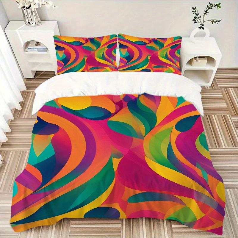 3pcs Abstract Art Print Bedding Set, Breathable and Soft, Suitable for All Seasons, Ideal for Home Use, Suitable for Bedroom Decor 21116