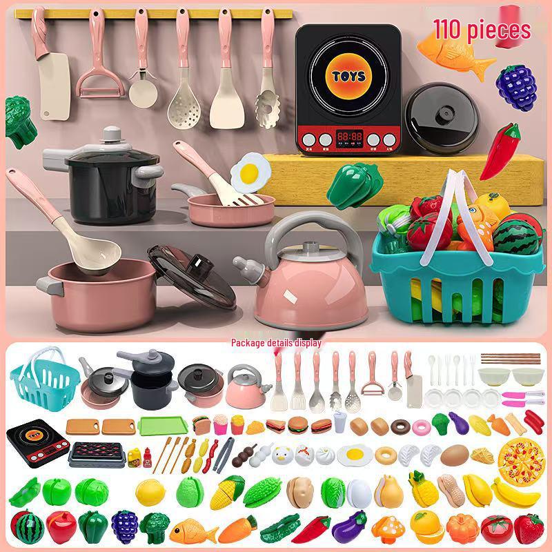 Children's Pretend Play Kitchen Toy Set: Electric Cooker & Tableware