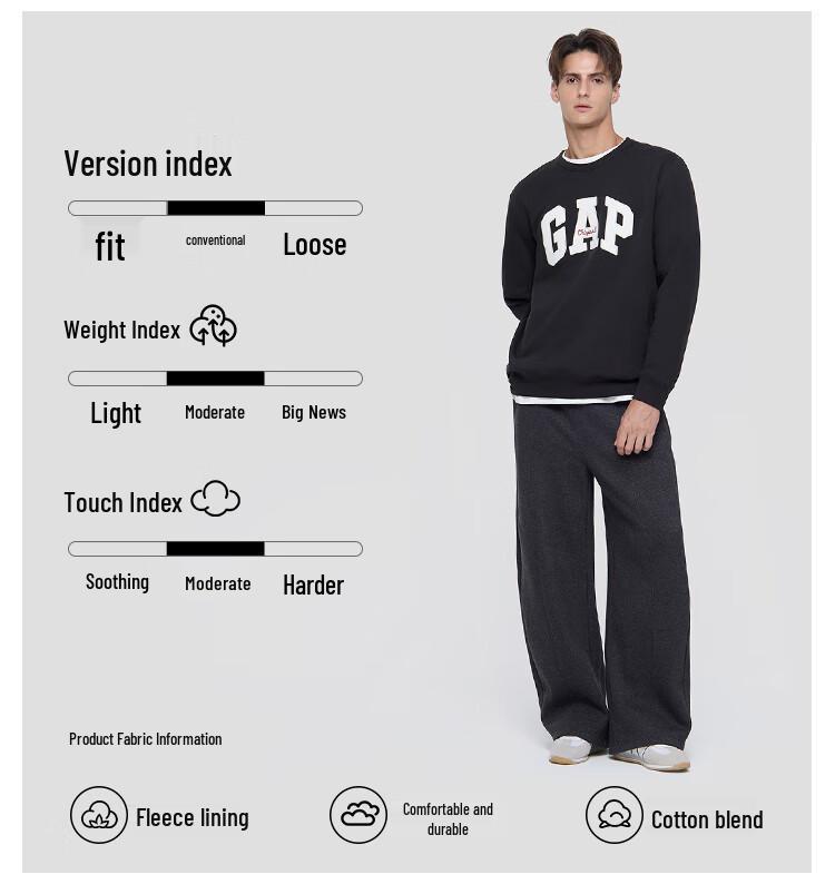 Gap Unisex Letter Logo Fleece Crewneck Sweatshirt