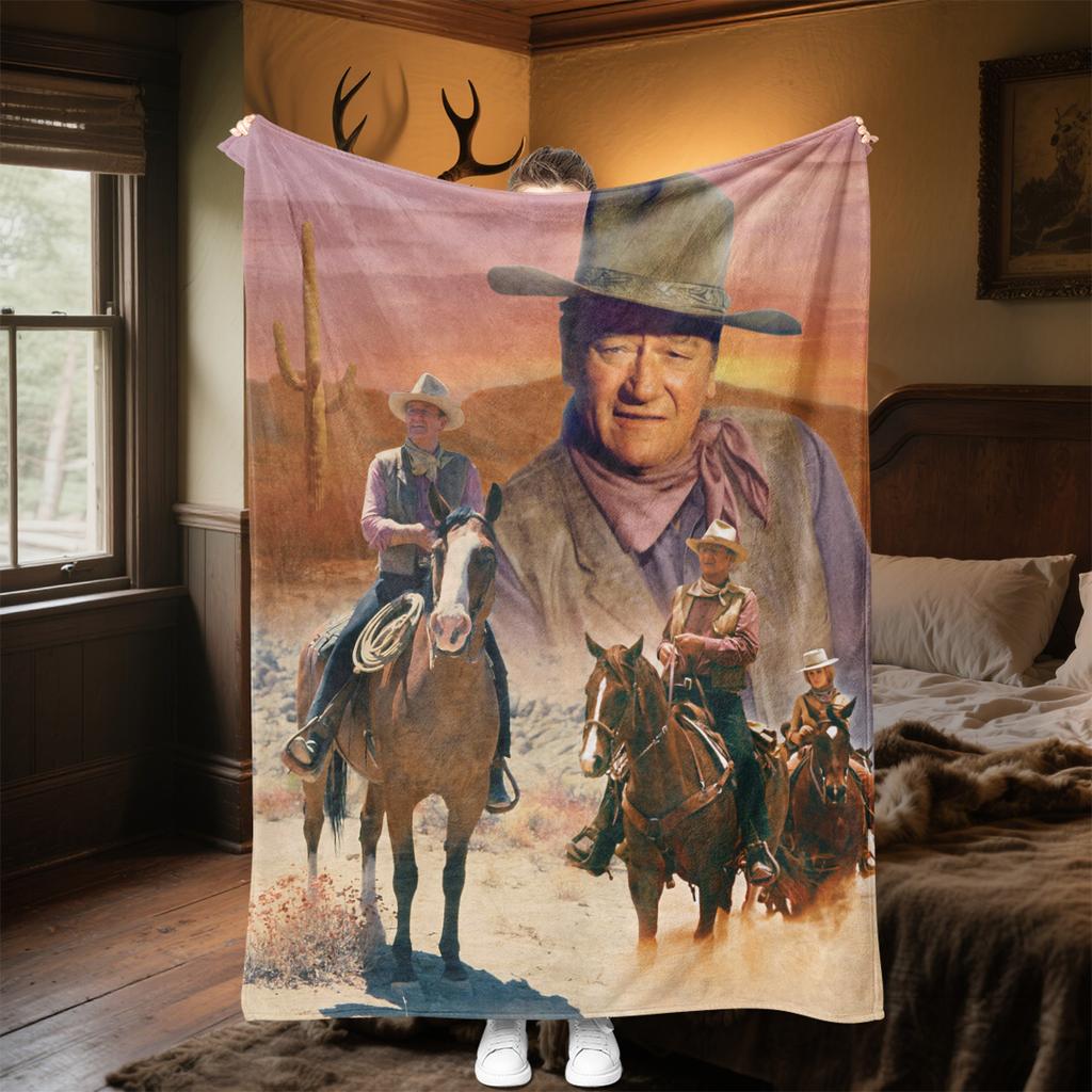John Wayne Western Cowboy Blanket Soft Comfortable All Seasons Perfect Sofa Office Nap Travel Festive Gift