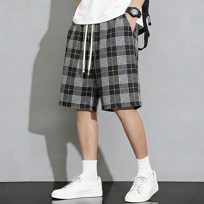 Men's Plus Size Plaid Casual Shorts – Elastic Waist Drawstring Loose Fit Summer Shorts (5XL-11XL)