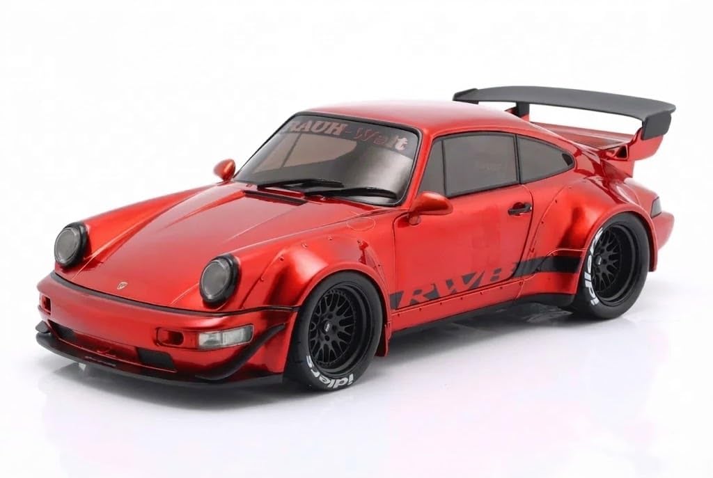 

Solid Porsche 911 RWB Rauh Welt Bodykit Scale Diecast Model Car (964) (Red Metallic) 1/18
