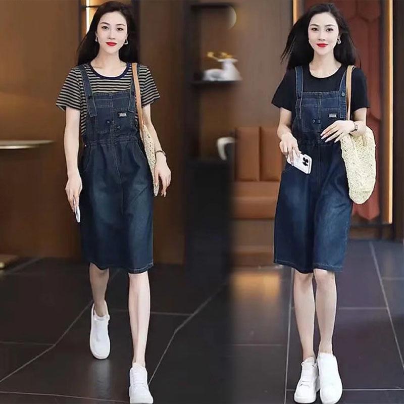 Trendy 2025 Summer Denim Dress Set: Age-Defying, Waist-Slimming Overalls for Women