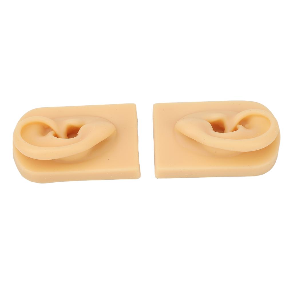1 Pair Silicone Ear Model Light Skin Color Piercing Practice 3D Ear Model for Acupuncture Training Display