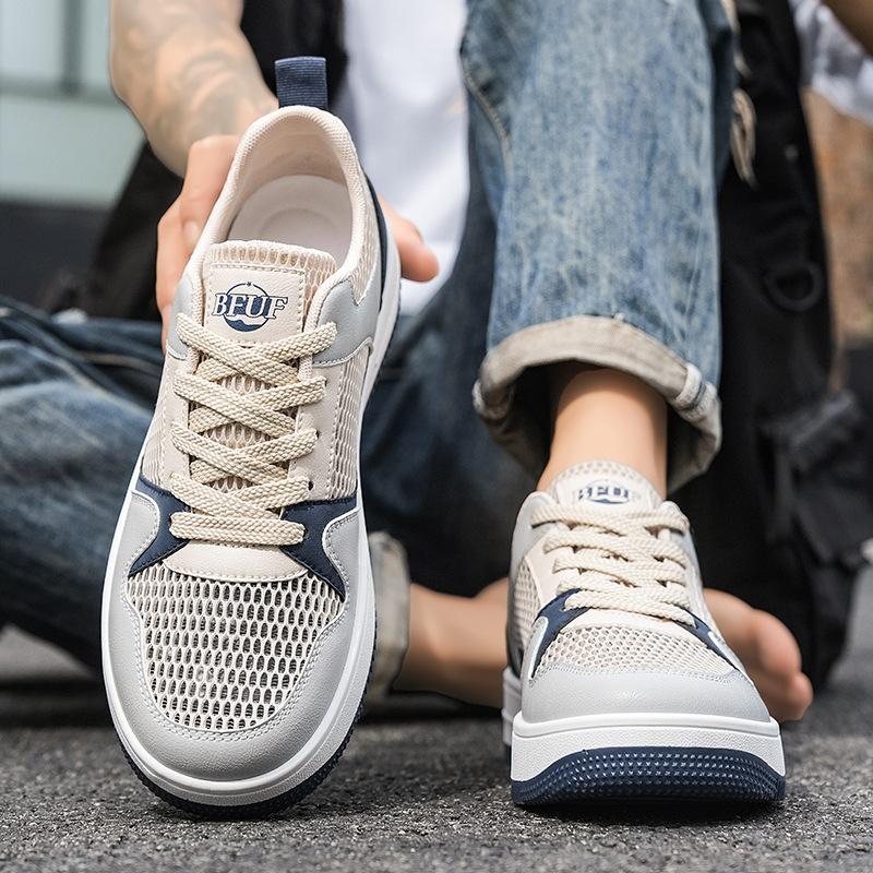 Summer breathable mesh shoes men's board shoes thin hollow mesh versatile sports little white shoes