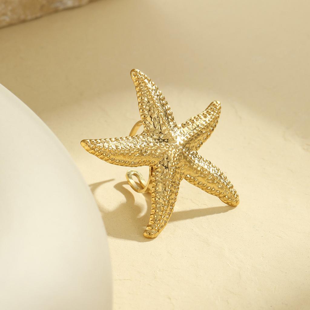 Multipurpose Ocean Themed Starfish Adjustable Rings Jewelry Accessory for Nature Loving Women and Beach Enthusiasts
