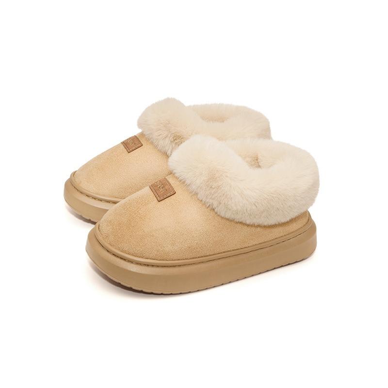 Plush home cotton shoes bag head thick-soled cotton slippers all-inclusive autumn and winter women's non-slip snow boots