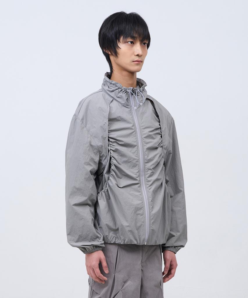 Kasakasa Layered Shirring Jacket Gray