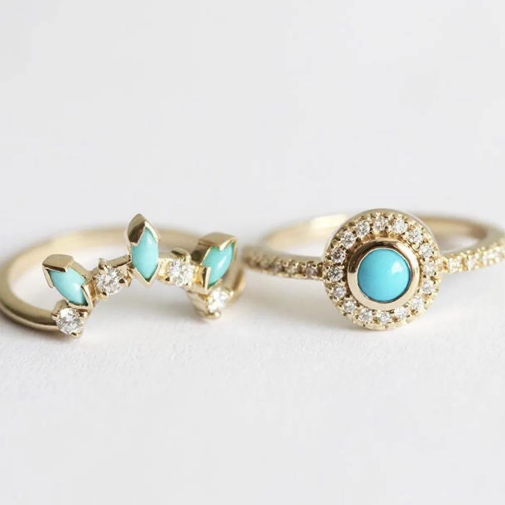 

Accessories New retro turquoise ring antique French women s pair ring 11 золотой
