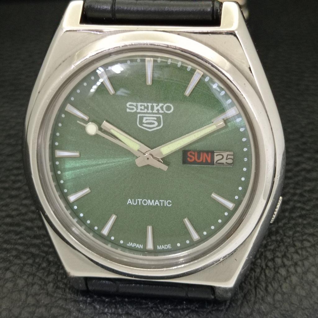 Seiko 5 AUTOMATIC VINTAGE 7009A JAPAN MENS GREEN COLOR DIAL WATCH A701222-5 R206a-a701222