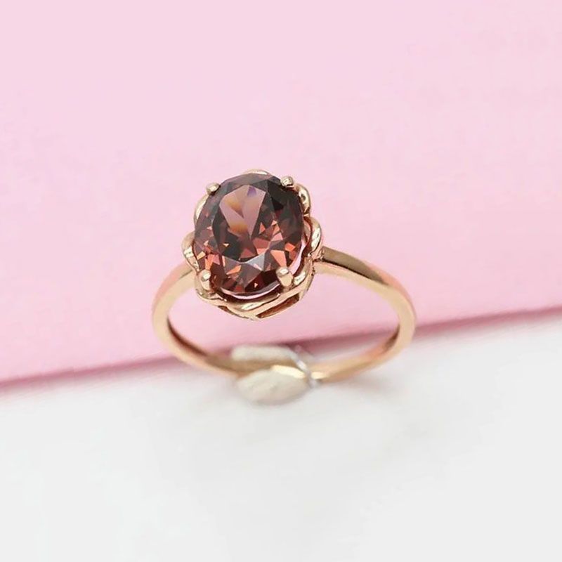 

Russian Purple Gold Lace Smoke Zircon Ring Plated With Rose Gold Temperament Elegant Live Design Ring