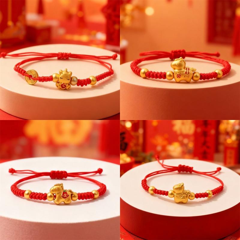 Weaving Red Rope Lucky Bracelet For Year Of The Horse Braided Rope Bracelet Beads Bracelet Jewelry Accessories  Year Gifts