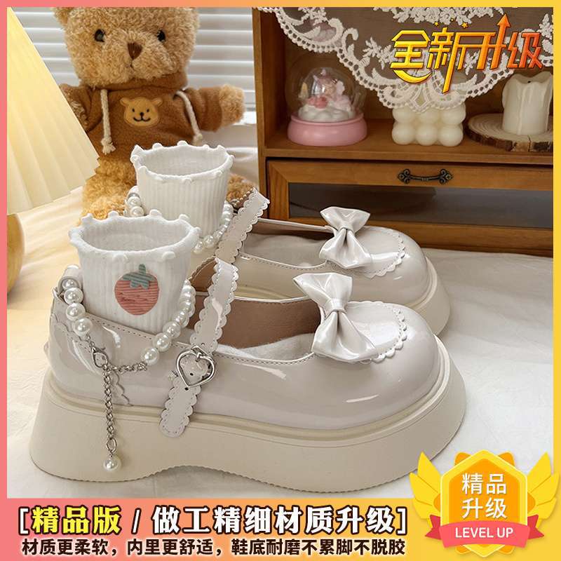 Japanese small leather shoes women's summer spring 2025 new platform big head shoes cute Lolita bow Mary Jane single shoes