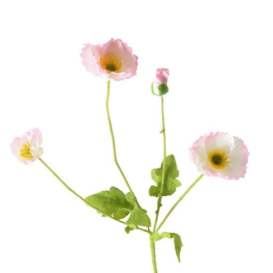 23.6" Tall Artificial Flowers Faux Silk Ranunculus Flower Stems with 3 Heads Blooms And 1 Bud for Wedding Decor Floral Arrangement Table Centerpiece