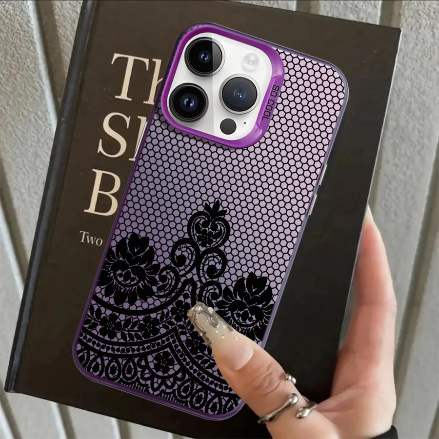 Back Phone Cover Case for iPhone 17 Pro Max 11 Air XS XR 15 Plus 13 Pro 16 14 12 Black Fashion Cool Lace
