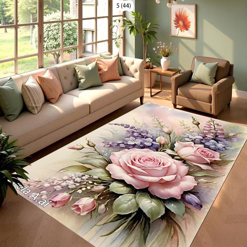 

Vintage Pink Rose Floral Area Rug Floor Mat Door Mat Entrance Mat for Home Decoration Living Room Carpet 40x60cm