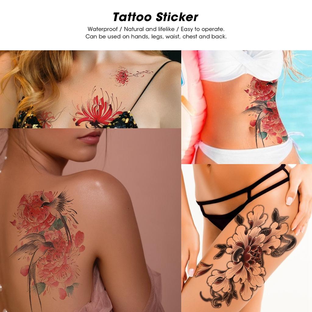 Women Flower Pattern Waterproof Tattoo Sticker Arm Back Exquisite Temporary Tattoo Sticker