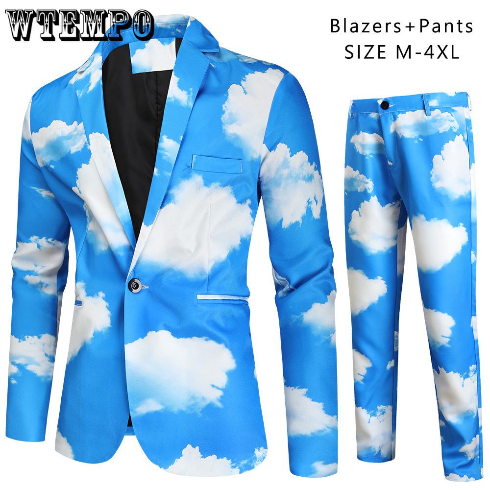 Herbst und Winter Herren Freizeitanzug Anzug Herren 3D bedruckter Anzug 2-teiliges Set